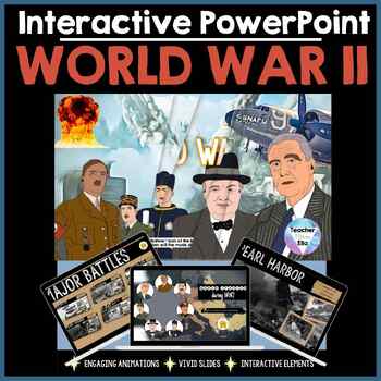 Preview of World War 2 Unit - Interactive PowerPoint - NO PREP - WW2 (World War II)