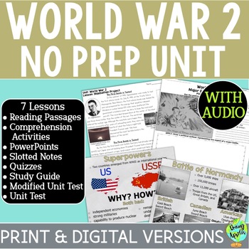 Preview of World War 2 Unit (WW2, WWII) - Lessons - Activities - Passages - PPT - Test