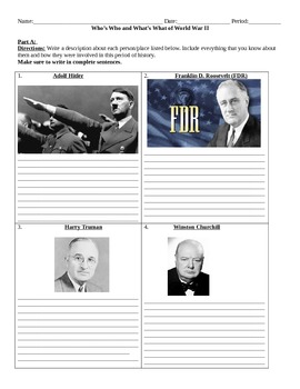 Preview of World War 2: Who's Who and What's What Assignment