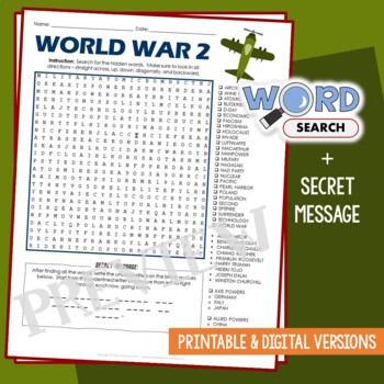 world war 2 word search puzzle activity vocabulary worksheet tpt