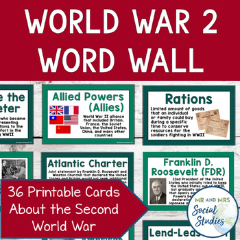 Preview of World War 2 Word Wall | World War 2 Vocabulary