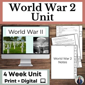 Preview of World War 2 and Holocaust Unit with Guided Notes and Activities for US History