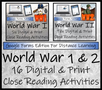 Preview of World War 1 & 2 Close Reading Bundles Digital & Print | 5th & 6th Grade