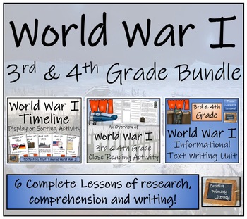 Preview of World War I Display Close Reading & Writing Bundle 3rd & 4th Grade