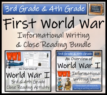 Preview of World War I Close Reading & Informational Writing Bundle 3rd Grade & 4th Grade
