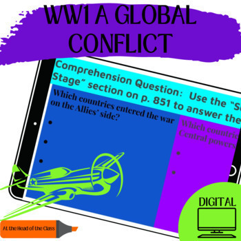 Preview of World War I | A Global Conflict | Digital Guided Notes | Google Resource