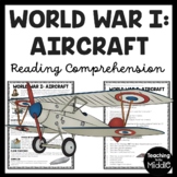 World War I Aircraft Reading Comprehension Informational W