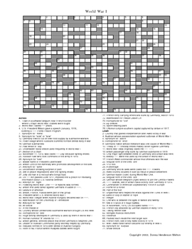 Preview of World War I Crossword Puzzle