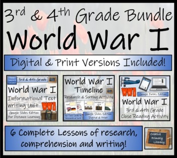 Preview of World War I Timeline & Activity Bundle Digital & Print | 3rd Grade & 4th Grade