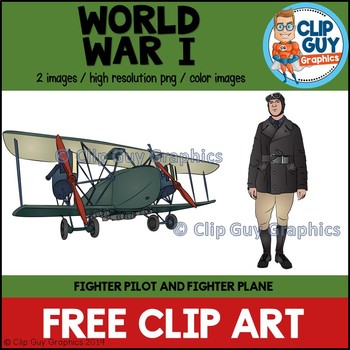 Preview of World War I Fighter Pilot & Plane Clip Art FREEBIE {Clip Guy Graphics}