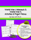 World War I, Holocaust, World War II Project Menus Bundle-