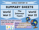 World War I, Interwar Years, and World War II Review - Sum