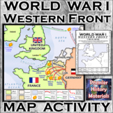 World War I Map: Western Front + Battles (Editable Student