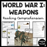 World War I Weapons Reading Comprehension Informational Te