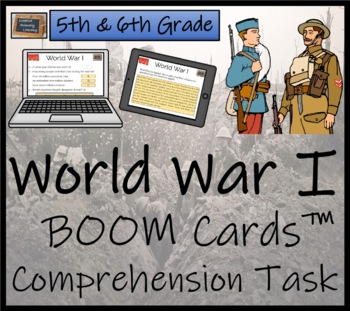 Preview of World War I Overview BOOM Cards™ Comprehension Activity 5th Grade & 6th Grade