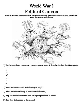 World War I Political Cartoon Worksheet - Militarism by Mr C | TpT