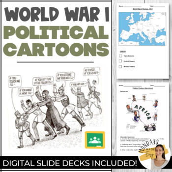 Preview of CAUSES OF WORLD WAR I Political Cartoons WWI Map Activity History CHC2D
