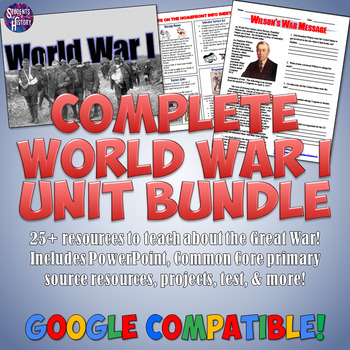 Preview of World War 1 Unit and Lesson Plan Bundle: Projects, Activities, Maps, & More