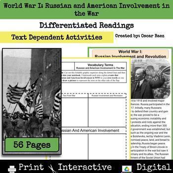 Preview of World War I Russian & US Involve.. Reading Comprehension Passages and Activities