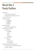 World War I Study Outline