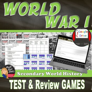 Preview of World War I | TEST & Review Games | World History | print & digital |  WWI