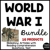 World War I Bundle Reading Comprehension Worksheet World War One