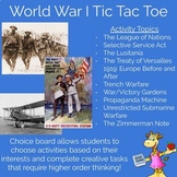 World War I (US History) - Choice Board Hyperdoc Activity Project
