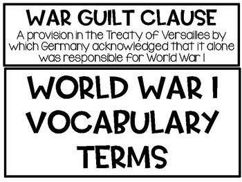 Preview of World War I Vocabulary Word Wall