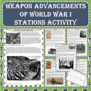 Preview of World War I (WW1) Weapon Advancements Stations Activity (PDF and Google Docs)