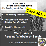World War I (WWI) COMPLETE Reading Worksheet Bundle **Editable**