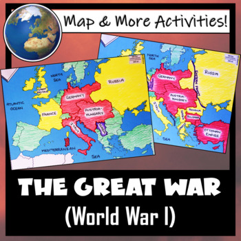 Preview of World War I- WWI Map Coloring & Questions Activity (TWO maps: before and during)