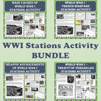 Preview of World War I (WWI) Stations Activity BUNDLE (PDF and Google Docs Formats)