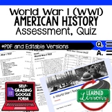 World War I, WWI Test & Quiz, American History Assessment 