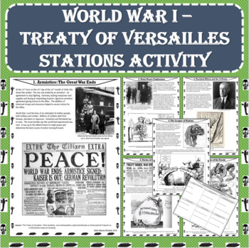 Preview of World War I (WWI) - Treaty of Versailles Stations Activity (PDF and Google Docs)