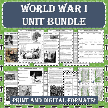 Preview of World War I (WWI) UNIT BUNDLE (PDF and Google Docs Formats)