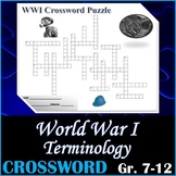 World War I WWI (WW1) Terminology Crossword Puzzle Activit