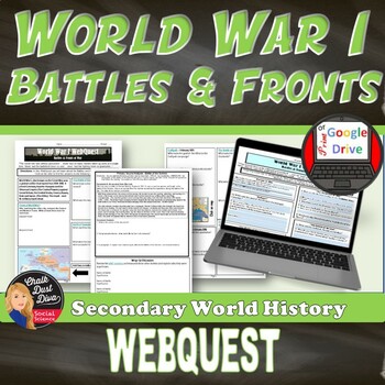 Preview of World War I- WebQuest - Battles & Fronts - Print & Digital - Internet Activity