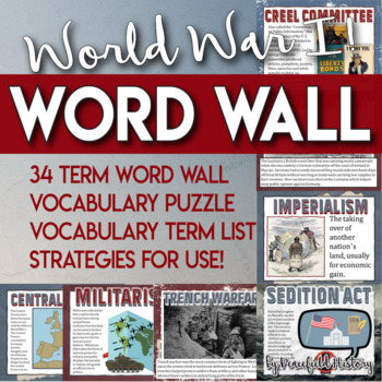 Preview of World War I Word Wall Vocabulary Puzzle