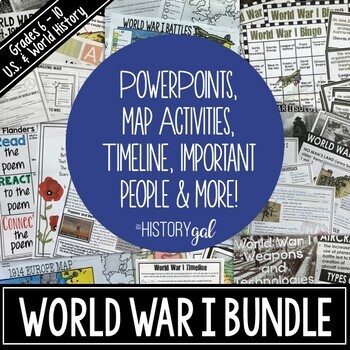 Preview of World War 1 (World War I) Bundle of Maps, PowerPoints & More for US and World