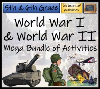 Preview of World War I & World War II Mega Bundle | 5th Grade & 6th Grade | 60 Hours