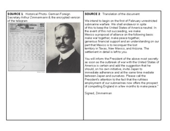 World War I- Zimmerman Telegram DBQ by The History Depo | TPT
