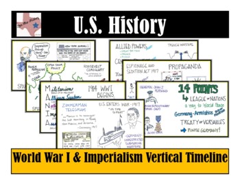 Preview of U.S. History - American Imperialism & WWI Timeline Anchor Charts w/Flashcards