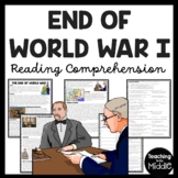 World War I End of the War Reading Comprehension Informati