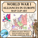 World War I in Europe Alliances Map Clip Art