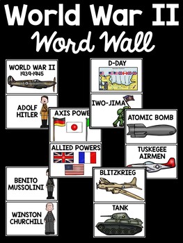 Preview of World War II 2 Illustrated Word Wall, Vocabulary, Terms, Bulletin Board