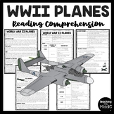 World War II (2)  Planes Reading Comprehension Worksheet Aircraft