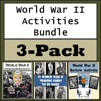 Preview of World War II Activities Bundle - Trading Cards, Game Show Review, & Headbands