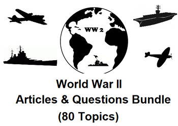Preview of World War II Article & Questions Unit Bundle (80 PDF Assignments)