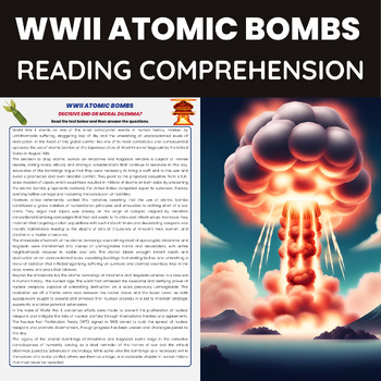 Preview of World War II Atomic Bombs Reading Comprehension | World War 2 WWII