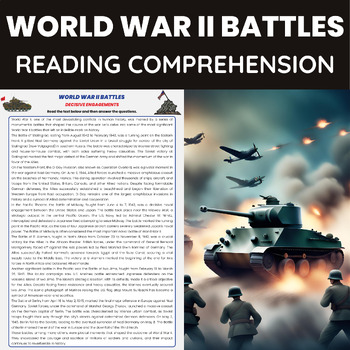 Preview of World War II Battles Reading Comprehension | Battles  Events World War 2 WWII